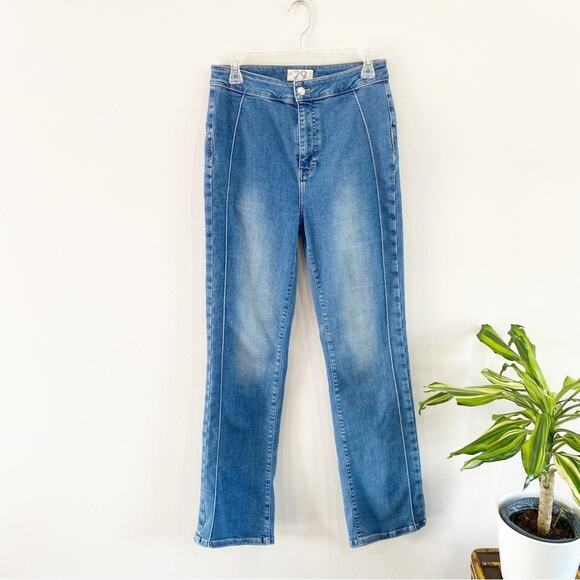 Free People We The Free Cross My Heart Slim Straight High Rise Jeans Sz 29 - Picture 2 of 12